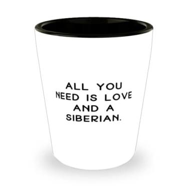 Imagem de Inspire o copo de shot de gato siberiano, tudo o que você precisa é amor e um siberiano, presentes s para amantes de gatos,