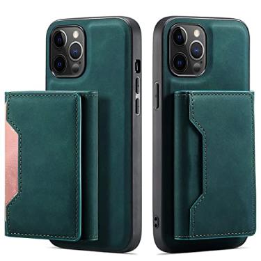 Imagem de Capa de telefone de couro magnético removível para iPhone 13 Pro Max 12 11 Pro SE 2020 7 8 Plus X XR XS Max Bolsas de cartão de carteira verde, para iPhone 7Plus 8Plus