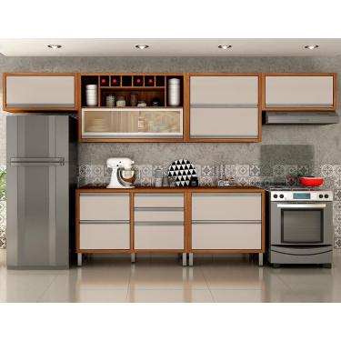 Imagem de Cozinha Completa CHF Jade com 8 Portas e 4 Gavetas - 357cm de largura - Carvalho/Off White