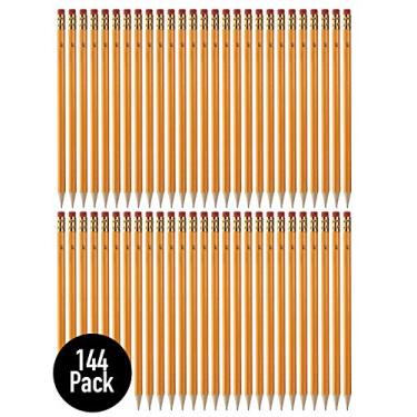 Imagem de Lápis de madeira #2 HB, lápis de grafite pré-afiado, com borrachas sem látex, compra em lote – escrita suave para exames, escola, escritório, desenho, esboços – pacote com 144