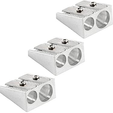 Imagem de Apontador de lápis manual com orifício duplo, metal de apontador de lápis colorido, lápis escolar jumbo e apontador de giz de cera para crianças e adultos, maquiagem para lápis de sobrancelha, 3 peças – da Enday