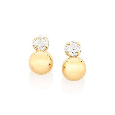 Imagem de Brinco Rommanel Banhado Ouro Zircônia e Bolinha 526771