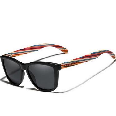 Imagem de Oculos de Sol Masculino Multicores Design Madeira Artesanal Kingseven Polarizados