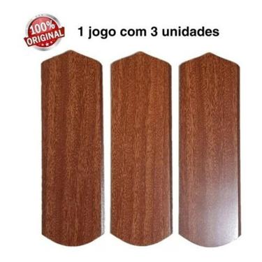 Imagem de Helice Pá Ventilador Teto Madeira Marrom Kit 3un S/furos