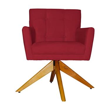 Imagem de Poltrona Decorativa Onix Pés Giratório de Madeira Suede Vermelho - DS Estofados