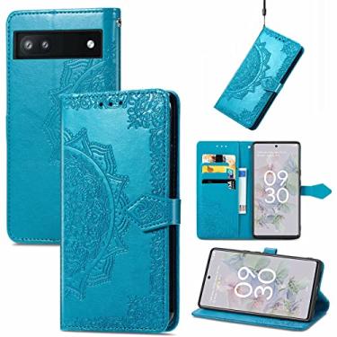 Imagem de YUNCHAO Caixa de telefone Para o Google Pixel 6A Mandala Flor Flip Leather Case de telefone Flip capa para celular