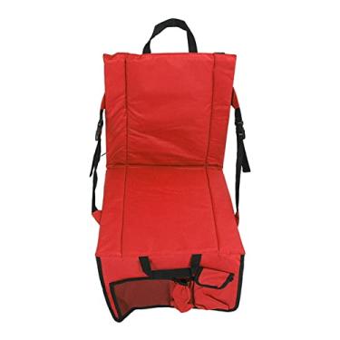 Imagem de Assentos de estádio largos, utilitários, leves e dobráveis, cadeiras duráveis ​​nas arquibancadas com bolsa de areia para churrasco na praia; Vermelho