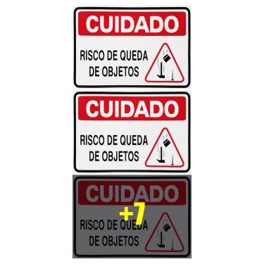 Imagem de Combo 10 Placas De Sinalização Cuidado Risco De Queda De Objetos 30x20 Acesso - S-226/2 F9e