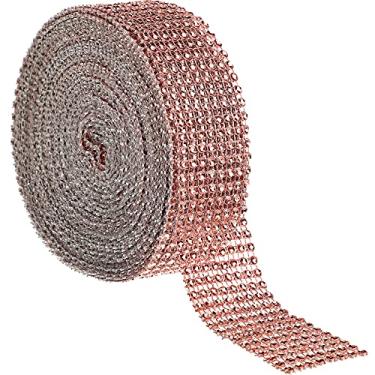 Imagem de Fita de diamante de strass de acrílico de 9,5 metros para bolos de casamento, decorações de aniversário, eventos de chá de bebê e projetos de artes e artesanato (ouro rosa, 8 fileiras)