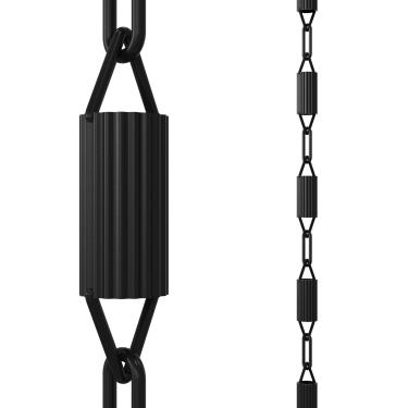 Imagem de Rain Chains Direct - Corrente de chuva Manicotti - 2,5 m - Alumínio revestido com pó preto durável - Correntes de chuva premium para calhas