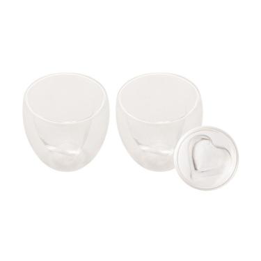 Imagem de Cj 2 Copos P/Café de Vidro C/Parede Dupla Heart 80ml Lyor