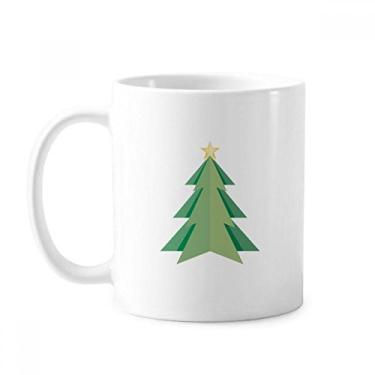 Imagem de Caneca abstrata com estampa de origami de árvore de Natal cerâmica xícara de porcelana de café louça