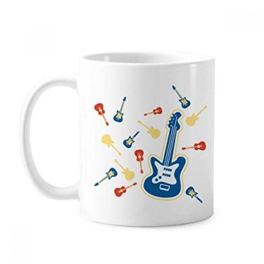 Imagem de Caneca de cerâmica com estampa de música de guitarra amarela louça de cerâmica xícara de porcelana de café