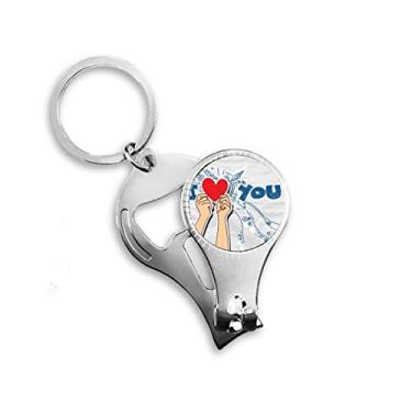 Imagem de Chaveiro abridor de garrafa com símbolo I Love You Valentine Nail Nipper Ring chaveiro abridor de garrafa