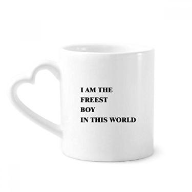 Imagem de Caneca I Am The Freest Boy de café cerâmica copo de coração de vidro