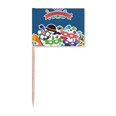 Imagem de Óculos chapéu cabeça feliz carnaval de Veneza bandeiras de palito de dente marcador topo decoração de festa