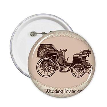 Imagem de Ilustração clássica de carros com estampa de flores e broches de crachá, botão de decoração, 5 peças