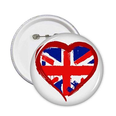 Imagem de Broche de coração de amor Reino Unido Inglaterra Ponto Emblema Botão Decoração Acessório 5 peças