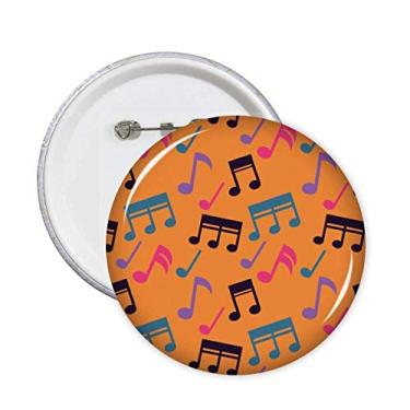 Imagem de Notas musicais coloridas alfinetes laranja botão de crachá decoração de roupas redondas 5 peças
