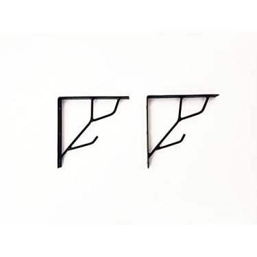 Imagem de Suporte Mão Francesa com Gancho em Ferro Cor Preto 2 Unidades