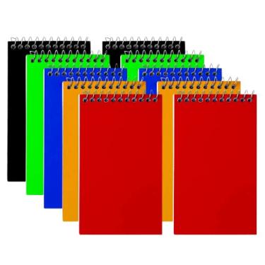 Imagem de Cadernos espirais espirais, abertura superior, pauta universitária, 7,6 cm x 12,7 cm, 75 folhas/bloco - pacote com 10