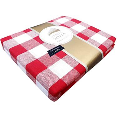 Imagem de Toalha de Mesa Xadrez 8 Lugares em Algodão Exportação 1.40 m x 2.50 m (Vermelho)