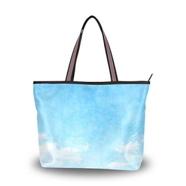 Imagem de Bolsa de ombro My Daily feminina azul céu branco nuvens bolsa, Multi, Large