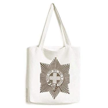 Imagem de Bolsa de lona preta e branca com estampa de estrela da Barroco, bolsa de compras casual