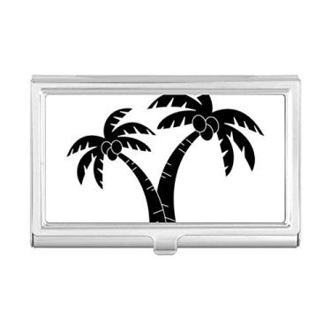 Imagem de Porta-cartões de visita com desenho de planta de coqueiro, porta-cartões