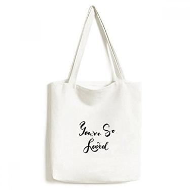 Imagem de Bolsa sacola de lona estilo citação You Are So Loved bolsa de compras casual
