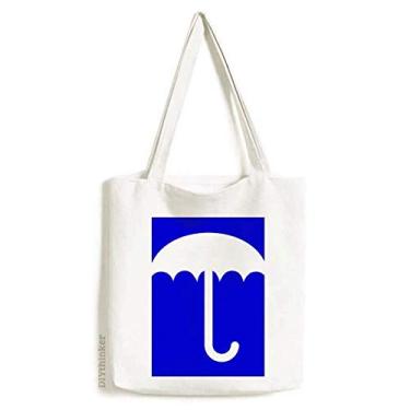 Imagem de Bolsa de lona com estampa quadrada azul chuva, bolsa de compras casual