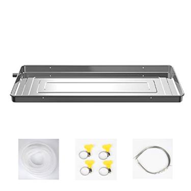 Imagem de Bandeja de gotejamento de água de ar condicionado, kit de bandeja de gotejamento condensado AC universal Bandeja de drenagem de aço inoxidável com tubulação de drenagem para sistemas de bomba de cal