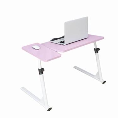 Imagem de Mesa móvel para laptop, mesa de pé, ângulo de altura ajustável e carrinho sobre a cama, portátil dobrável com rodas para sala de estudo, quarto, sala de estar (cor: natural) (preto) (rosa) casamento