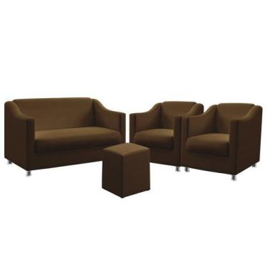 Imagem de Kit Poltrona Namoradeira e 2 Poltronas Decorativas Estofada Para Sala 