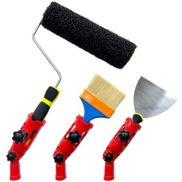 Imagem de Extensor de pincel de pintura multiângulo, suporte de fixação de mastro de extensão para pincel, rolo, raspador, alça segura, cabeça rotativa, alcança facilmente tetos, paredes, bordas de canto