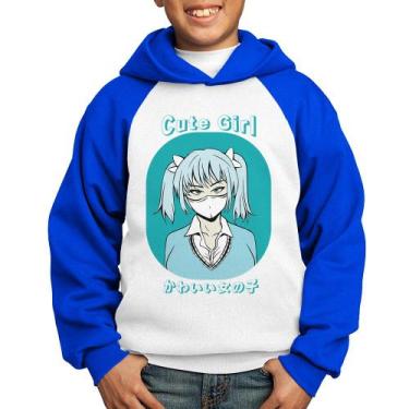 Imagem de Moletom Infantil Cute Girl - Foca na Moda, Branco, Azul, 2