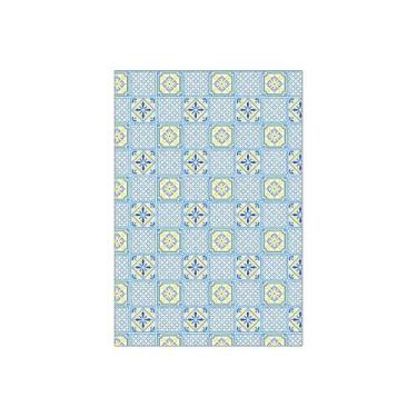 Imagem de Painel De Festa Vertical 1,50 x 2,20 - Efeito Azulejo Azul com Amarelo