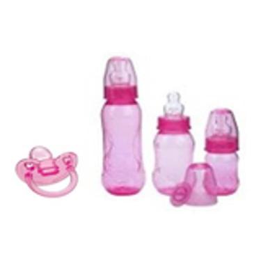 Imagem de Kit Mamadeira Aquarela + Chupeta Em Silicone Bico Orto Da Kuka No Rosa