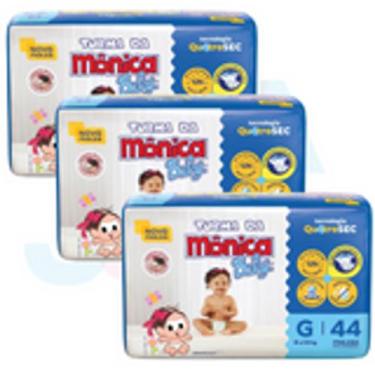Imagem de Fralda Turma da Mônica Baby Qu4troSec tam.G - 7 a 11kg - Kit 03 pacote
