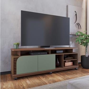 Imagem de Rack Ripado para TV até 75 Pol 180x62cm Jurerê Colibri Cor: Amêndoa/Hortelã