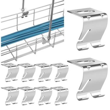 Imagem de Shimeyao 10 ganchos para pendurar no teto, bandeja de cabos de malha de arame, suporte de teto, gancho de suspensão de aço galvanizado para rede, fibra ótica, acessório de cabeamento