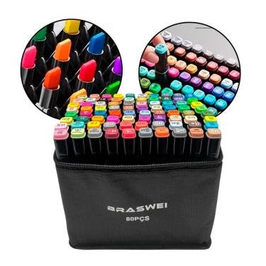 Imagem de Kit Canetinhas Coloridas Marca Texto Ponta Dupla 60 Cores