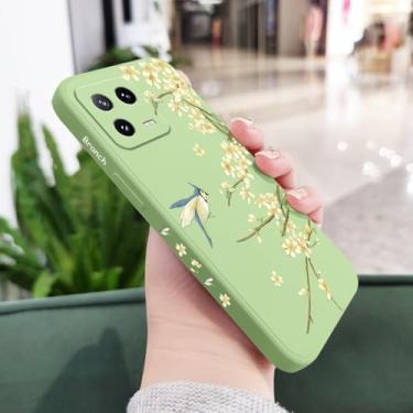 Imagem de Capa de celular com estampa de galho de árvore de ameixa para Xiaomi 15 14 14T 13 13T 12 12X 12T 12S 11 11T 10 10T 9 9T Pro Lite, capa de silicone líquido, verde claro, para Xiaomi 14T Pro