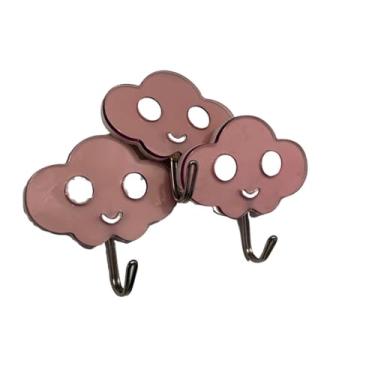 Imagem de Kit 3 Ganchos NUVEM Fofa Adesivos Quarto Infantil/Bebe- Sem Furo, Banheiro, Quarto, Decoração e Organização Suporta 2 Kg (Rosa)