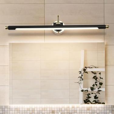 Imagem de Luzes de parede espelhadas de LED para banheiro, ângulo ajustável giratório, lâmpadas de parede de 180° em ouro preto, luzes modernas, de metal, à prova d'água, arandelas de parede para maquiagem de