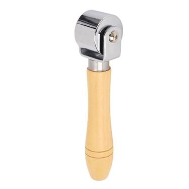 Imagem de Roller de couro prensa costura rolagem artesanal ferramenta de laminação de aço inoxidável com alça de madeira ferramenta profissional de couro para criação de couro e projetos (S 2,5cm)