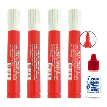 Imagem de Kit 4 Canetas Marcador para Quadro Branco WBM-7 com Refil de Tinta Rec