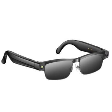 Imagem de AI Óculos Inteligentes Com 8MP Câmera, Óculos Com Controle De Voz, GPT Para Bate-papo E Bluetooth 5.4, Óculos Anti-Luz Azul, Estabilização 1200P, Gravação De Vídeo 1080P(Black)