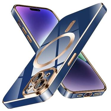 Imagem de YSLBWLE Capa para iPhone 13 Mini, [Compatível com Magnético], [Proteção contra quedas de grau militar de 3,5 m] [Antiamarelamento] Capa protetora de luxo de TPU macio fino para 13 Mini-Blue