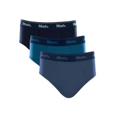 Imagem de Kit/3 Cueca Slip Mash 010.04 Masculina Algodão T. P/GG, G, Az11, Royal